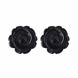 Whitby Jet Rose Stud Earrings