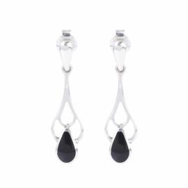 Whitby Jet & Silver Teardrop Earrings
