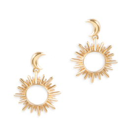 Sunray and Moon Gold-Plated Earrings 